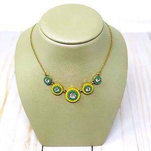 Vintage Gold Tone Necklace with CZ and Beading
